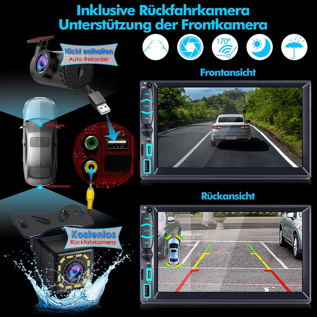 2 Din Radio mit Wireless Carplay und Android Auto Autoradio mit Bildschirm Touchscreen, Bluetooth, A