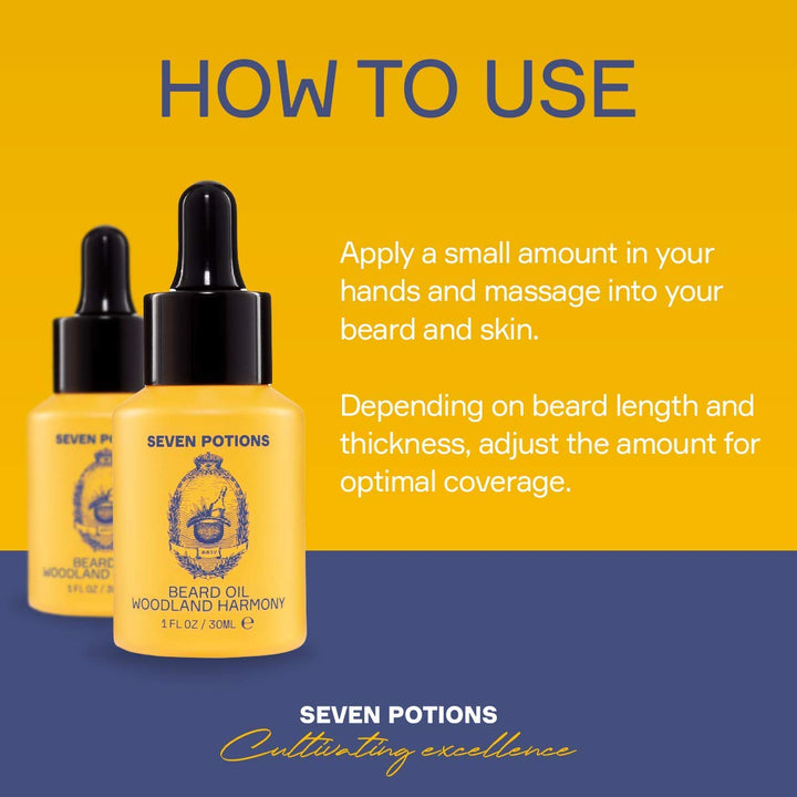 Seven Potions Premium-Bartöl für Männer - Jojobaöl-Bartweichmacher zur Pflege von Haut, Haar und geg
