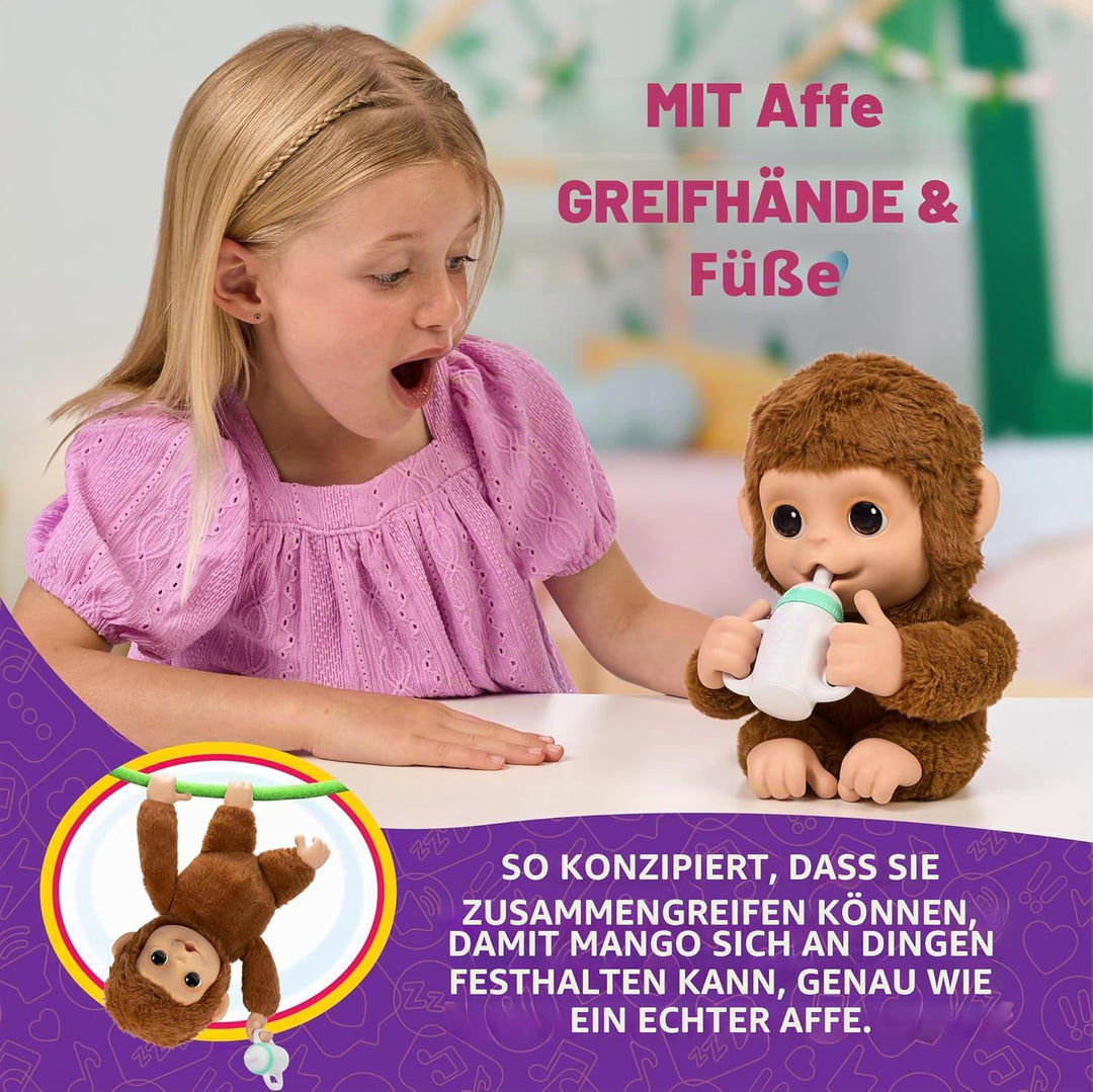Little Live Pets My Baby Monkey Interaktiver Spielzeugaffe Mango kichert, frisst, nuckelt am Daumen,
