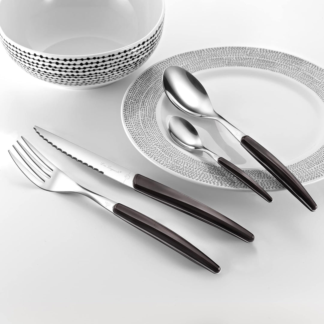 Lou Laguiole Besteck MONTANA, Tafelbesteck für 6 Personen, 18/0 Edelstahl mit kristallierter Dekorgr