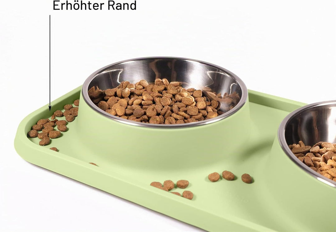 L.D.Dog Katzenfutternäpfe, Katzennäpfe, rutschfest und auslaufsicher, Silikonmatten mit Ständer, her
