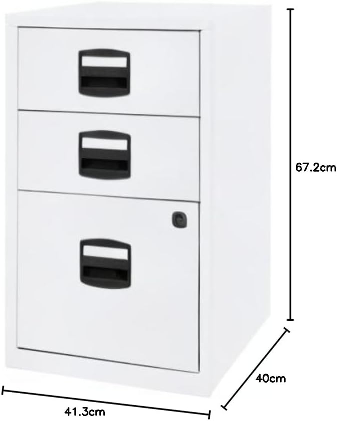 Bisley Home Beistellschrank PFA, 2 Universalschubladen, 1 HR-Schublade, Metall, 696 Verkehrsweiss, 4