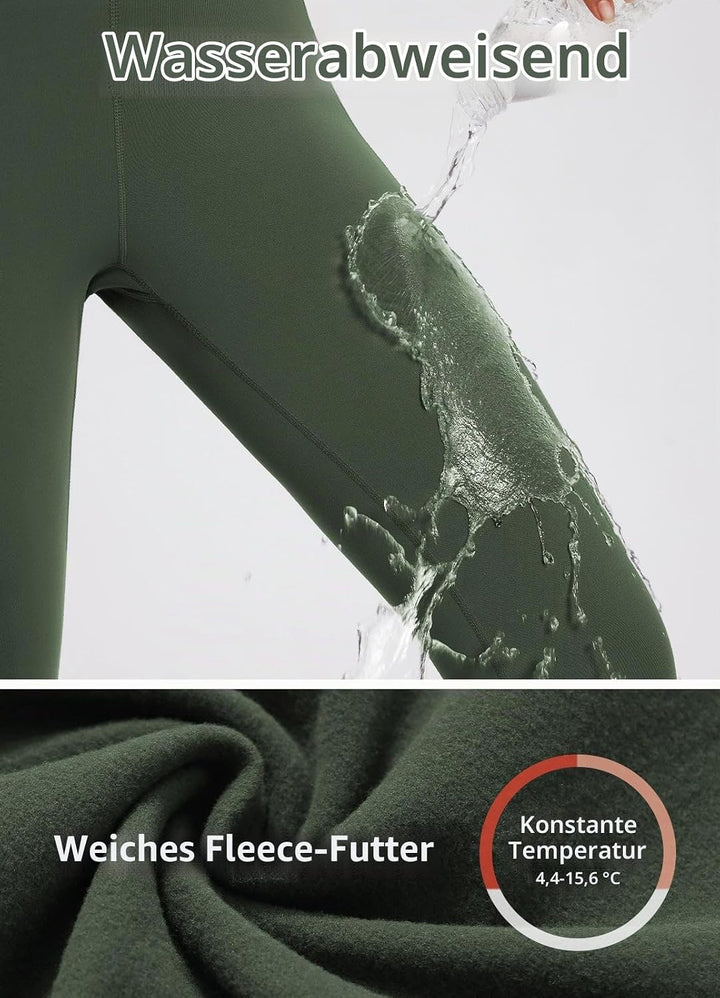 baleaf Damen Fleece gefütterte Leggings Wasserabweisend Hohe Taille Wanderleggings Thermo Leggings F