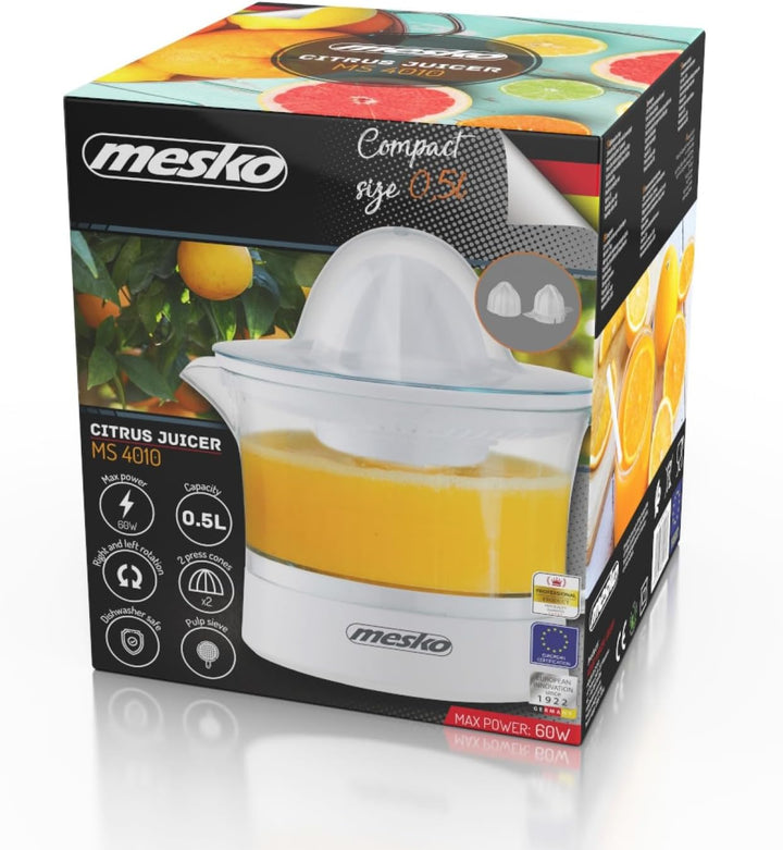 ADLER Mesko Zitruspresse, 40 W Leistung, 0,5 L Kapazität