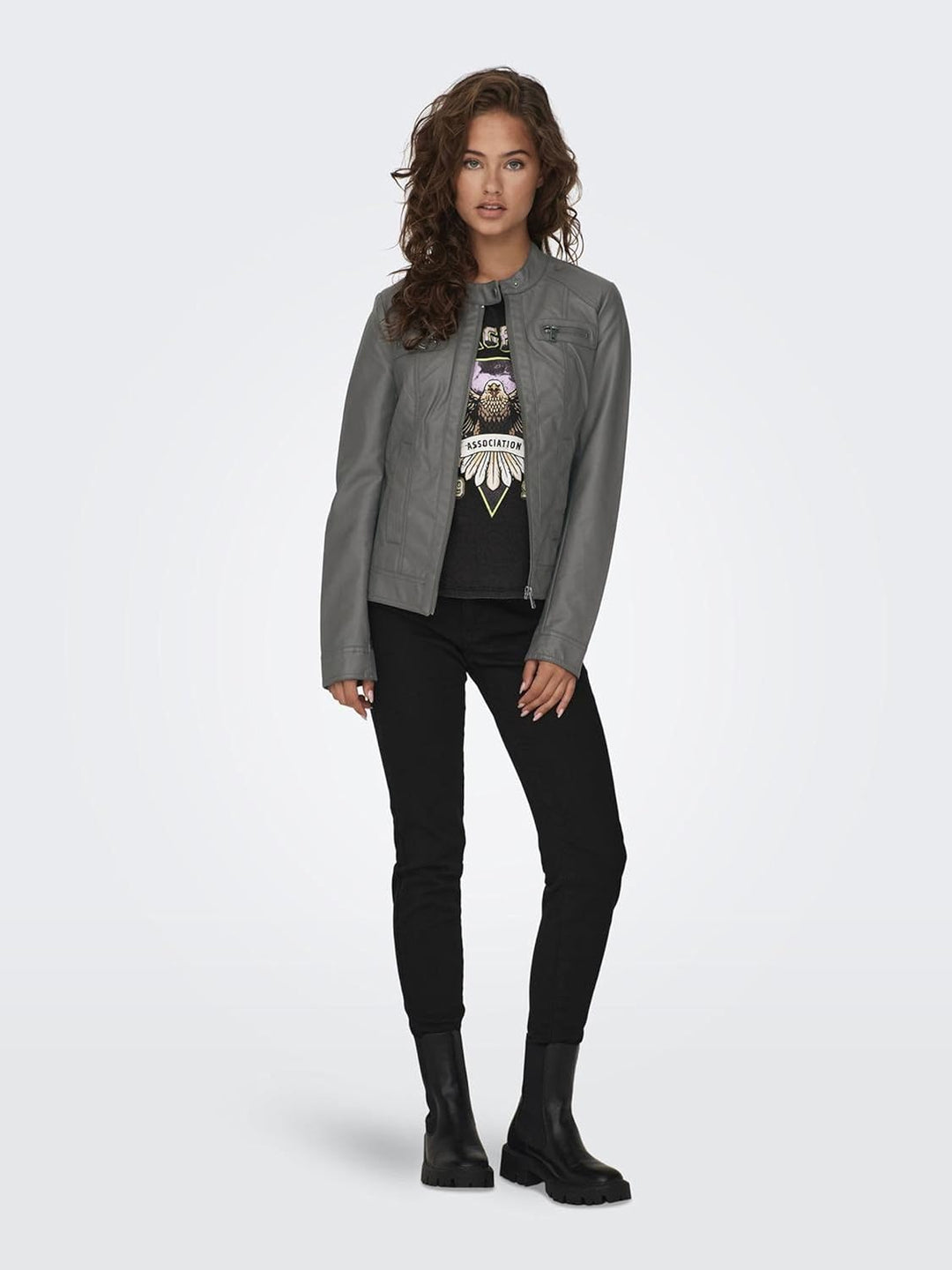ONLY Damen Onlbandit Faux Leather Biker OTW Noos Jacke 32 Plum Kitten, 32 Plum Kitten