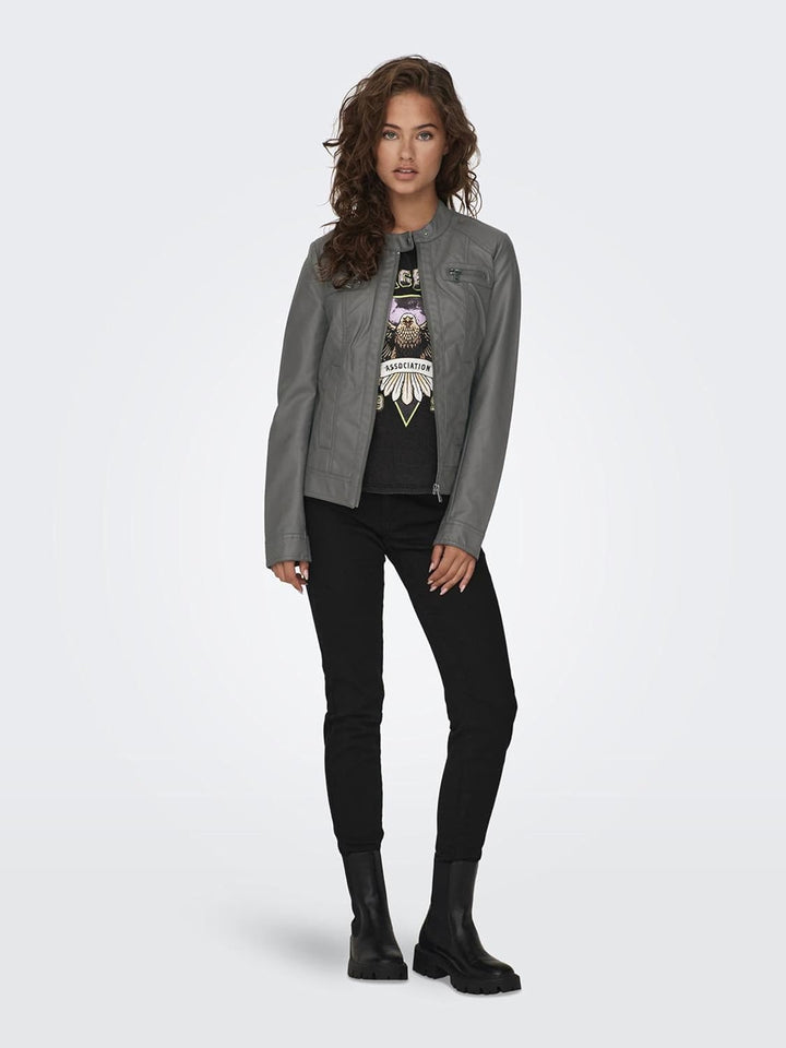 ONLY Damen Onlbandit Faux Leather Biker OTW Noos Jacke 32 Plum Kitten, 32 Plum Kitten