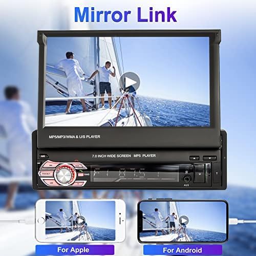 CAMECHO Autoradio Bluetooth 1 Din 7 Zoll Motorisierte Ausfahrbarem Display, Autoradio mit Bildschirm