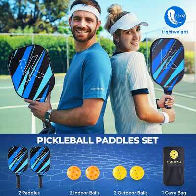 Sukeen Pickleball Schläger Set von 2, Fiberglas Oberfläche Pickleball Set mit Pickleball Racket, Pic