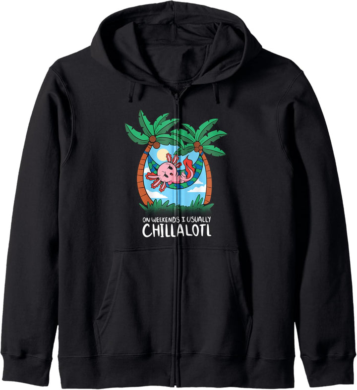 Chillender Axolotl Cartoon Chill Amphibie Tiere Kapuzenjacke