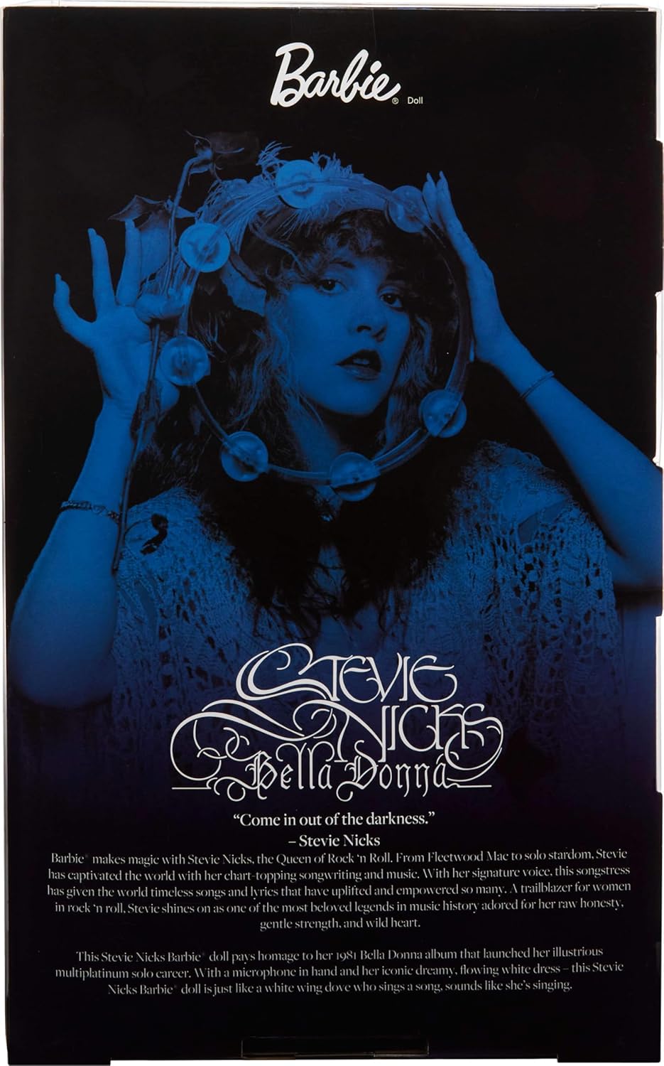 Barbie Mattel Signature-Puppe, Stevie Nicks Bella Donna Sammlerpuppe mit fliessendem weissen Kleid,