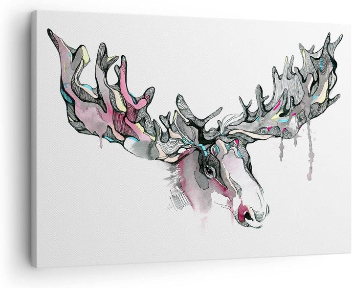 Bilder auf Leinwand Moose Bunt Kopf Abbildung Leinwandbild 70x50cm Wandbilder Dekoration Wohnzimmer