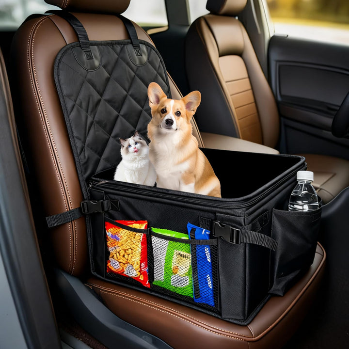 Hundeautositz, Extra Stabiler Hunde Autositz, Auto Hundesitz mit Verstärkte Wände und Sicherheitsgur