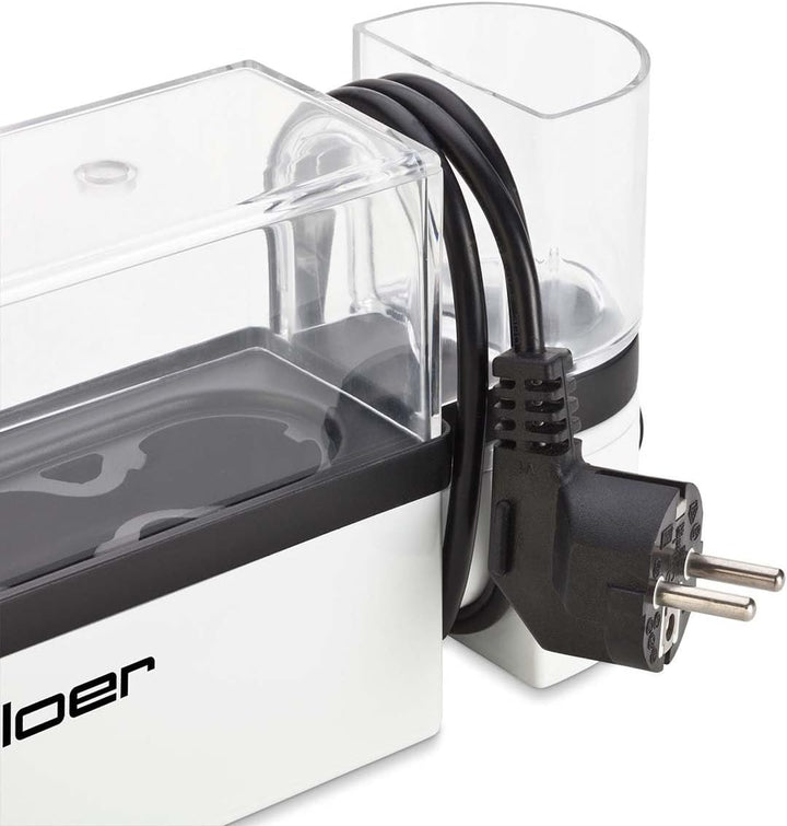 Cloer 6021 Eierkocher, bis zu 3 Eier, herausnehmbarer Eierträger, Servierfunktion, 300 Watt, Kunstst