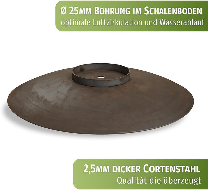 Feuerschale 100 cm gross aus Cortenstahl 2,5 mm Feuerstelle rund Metall Feuer Schale für den Garten