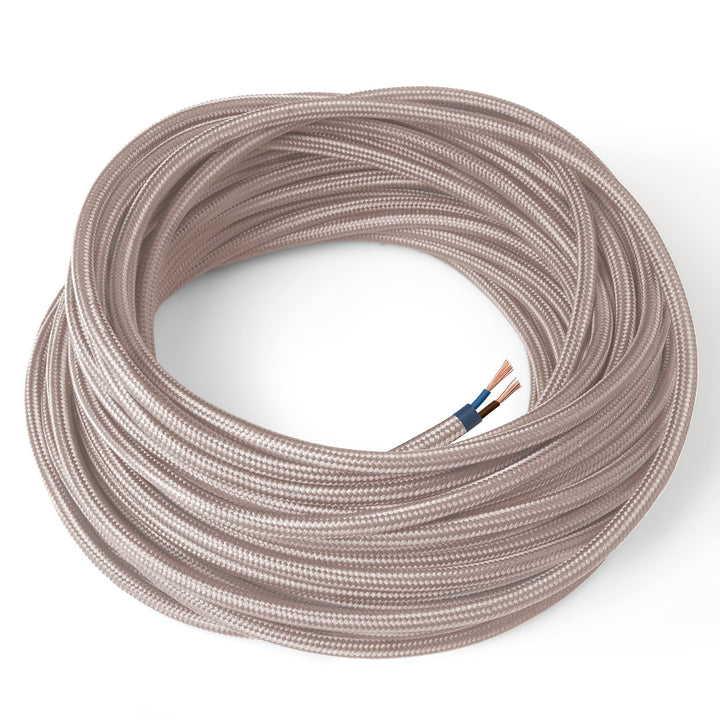 Amarcords - Textilkabel für Lampen PUDER, rund, Seide, 5 Meter, mit 2 Leiter 2x0,75 - Stoffkabel mit