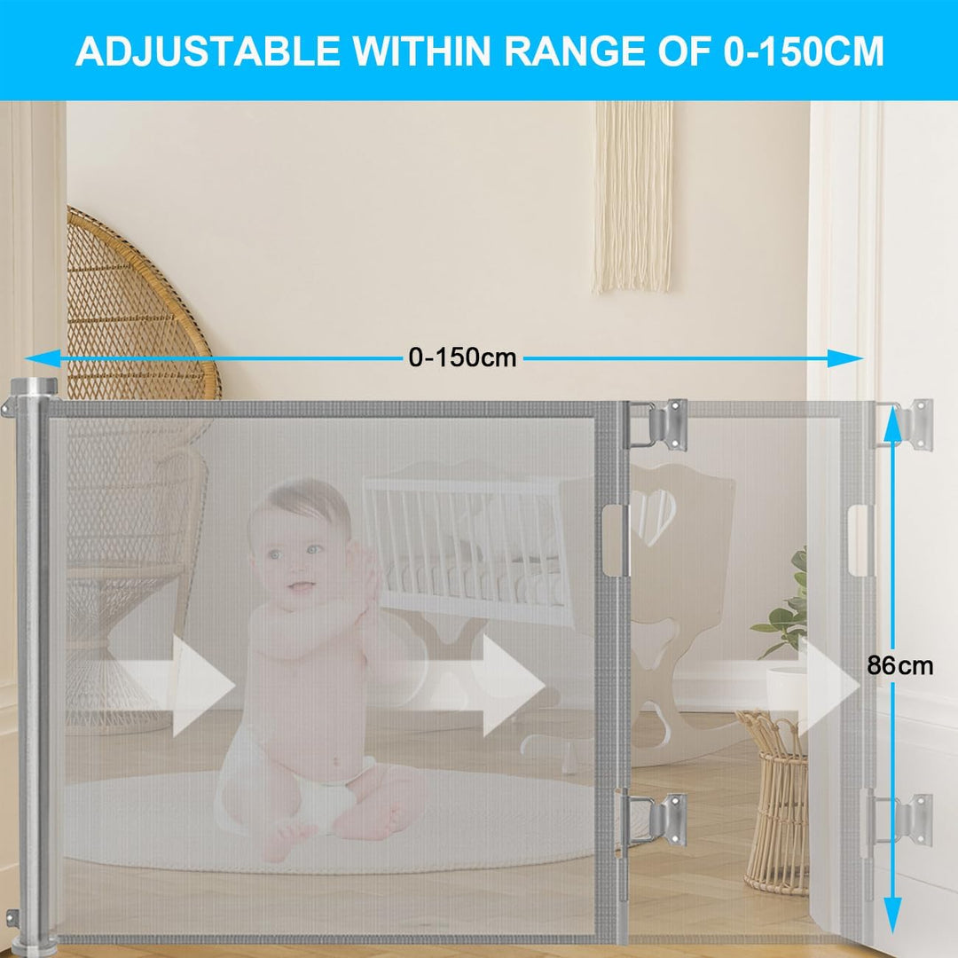 Wodondog Baby-treppenschutzgitter,0-150 cm, 83 cm Hoch,türschutzgitter ausziehbar, Einhändig Bedienb