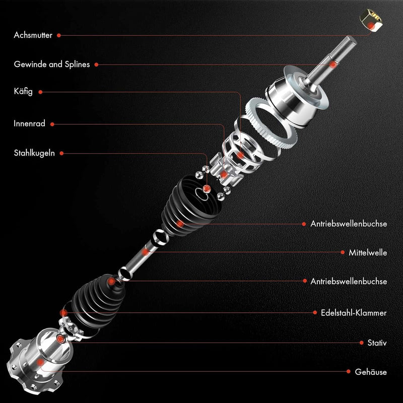 Frankberg Antriebswelle Vorne Links Kompatibel mit A4 8D2 8E5 P-a-s-s-a-t 3B2 3B6 1.6L-2.0L 1994-200