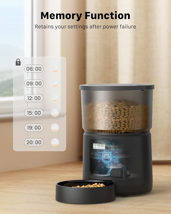BEMOONY 5L Futterautomat Katze, Katzenfutter Automat mit Programmierbarem Timer, 1-6 Mahlzeiten pro