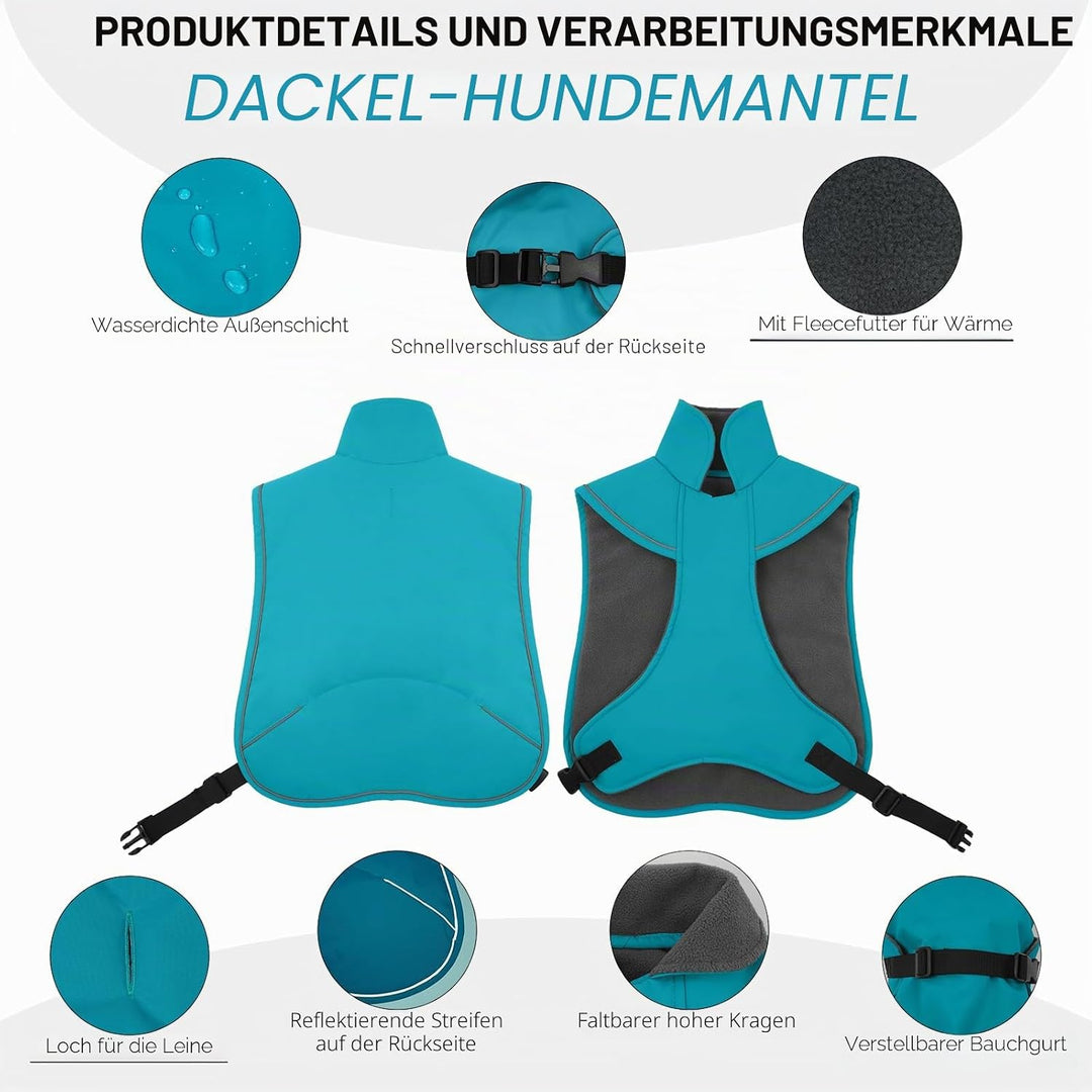 Hundemantel Dackel XL, Winddichter Wasserdichter Wintermantel Für Dackel Hunde, Hundejacke Für Gross