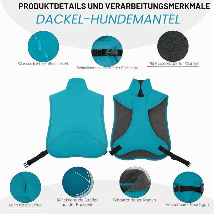 Hundemantel Dackel XL, Winddichter Wasserdichter Wintermantel Für Dackel Hunde, Hundejacke Für Gross