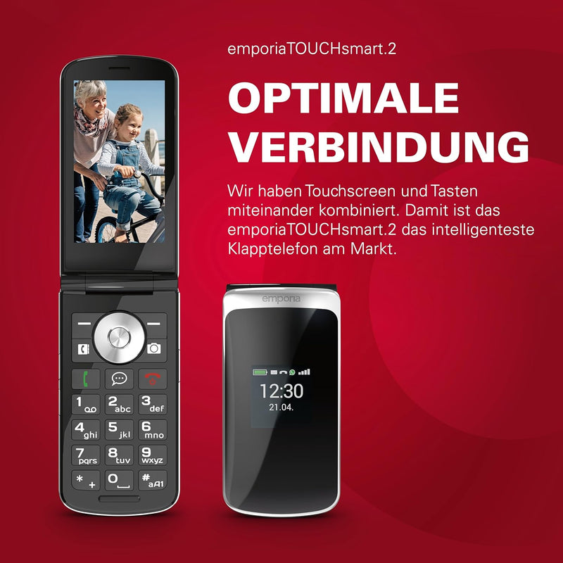 Emporia emporiaTOUCHsmart 2, schwarz, Grosstastenklapphandy Single, Single