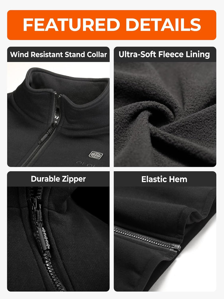 ORORO Beheizbare Weste Fleece Herren Beheizte Fleeceweste mit Powerbank Heizweste Herren - Ladegerät