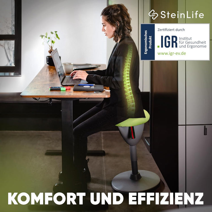 SteinLife Cone Bürohocker Ergonomisch [TESTSIEGER] Sitzhocker Höhenverstellbar [48-68cm] Ergonomisch