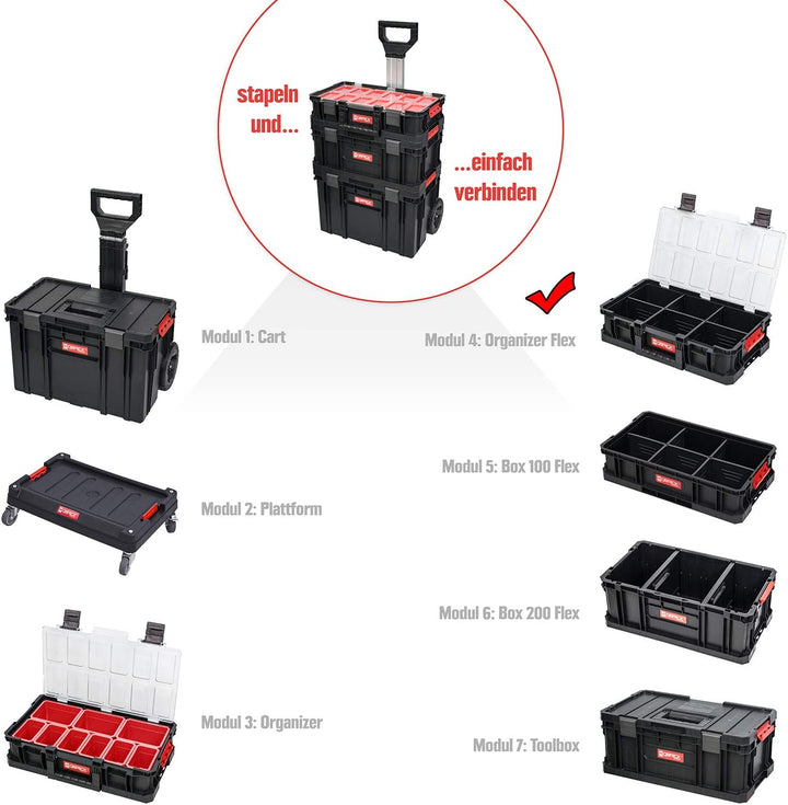 XL Modular Wählbar Werkzeugtrolley, Werkstattkoffer Set, Werkstattwagen Set aus"Q-Brick" Serie mit v