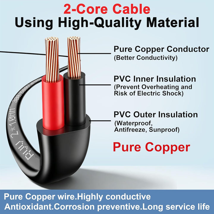 2 × 1,0 mm² Zweiadriges Doppelkabel 2 Core Automotive -Kabel 2 Leiter Kupfer -Elektrodraht 12 V 24 V