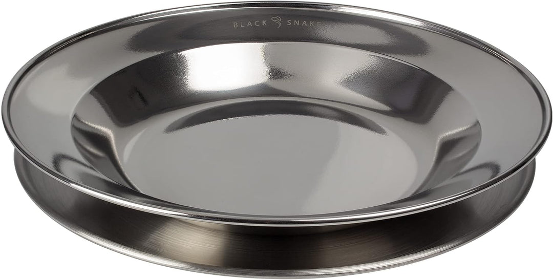 Black Snake® Camping Teller Set 1 flach &amp; 1 tief - Edelstahl Essteller - robustes Outdoor Geschirr f