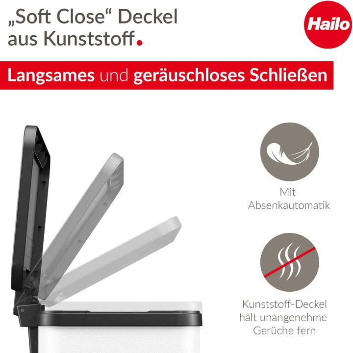 Hailo Öko trio Plus L Tret-Mülltrenner - freistehender 3 x 9 Liter Dreifachmülleimer aus Stahlblech