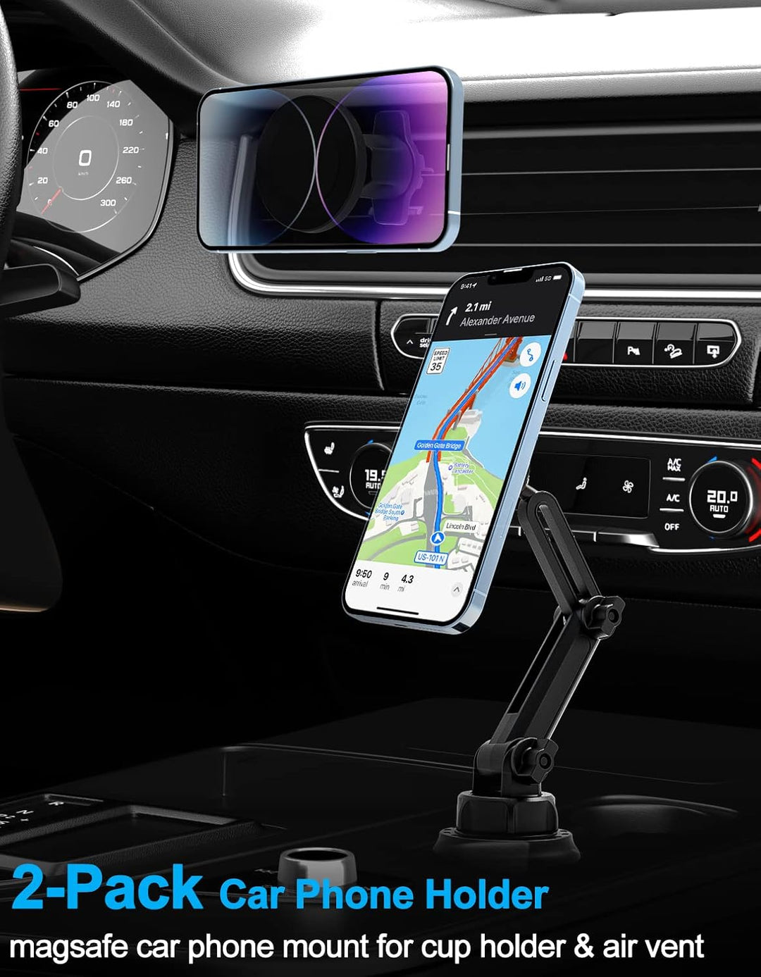 woleyi Auto Getränkehalter Handyhalterung Magsafe 2 Stück, Lüftung Becherhalterung KFZ Handy Halter