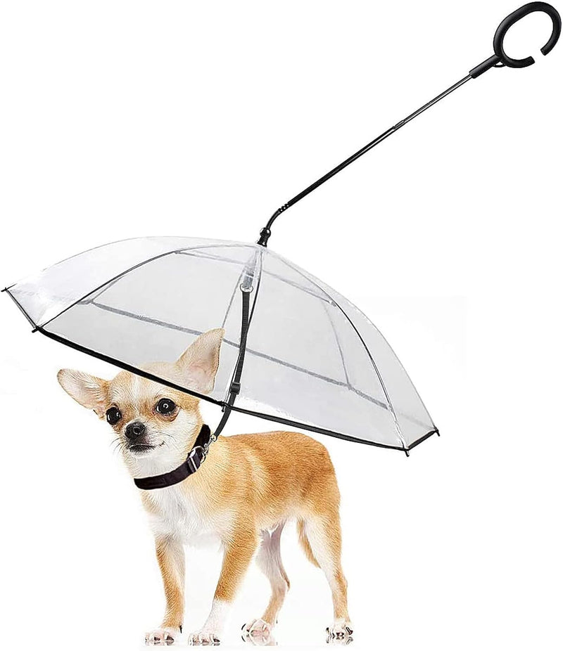 PETLESO Haustier Regenschirm mit Verstellbarem Griff für Welpen, Klarer Regenschirm für Haustiere mi