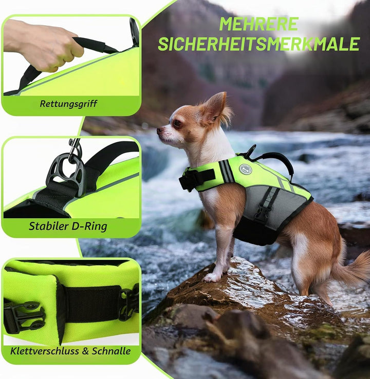 VIVAGLORY Sports Style Schwimmweste Hund, Hundeschwimmweste für Bootfahren, Auftrieb &amp; Schwimmhilfe,