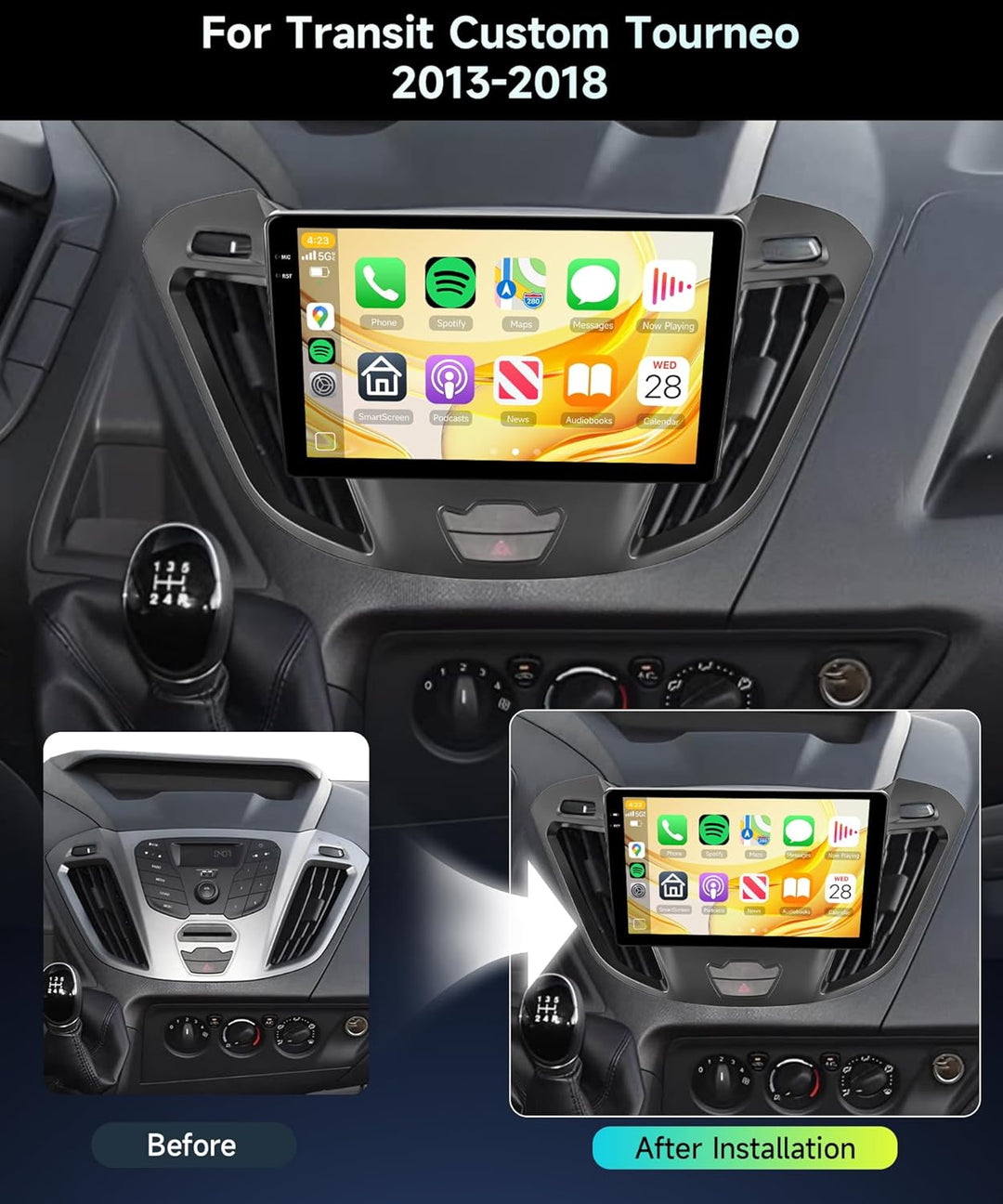 4G+64G Rimoody Android Autoradio für Ford Transit Custom Tourneo 2013-2018 9 Zoll HD Autoradio mit W