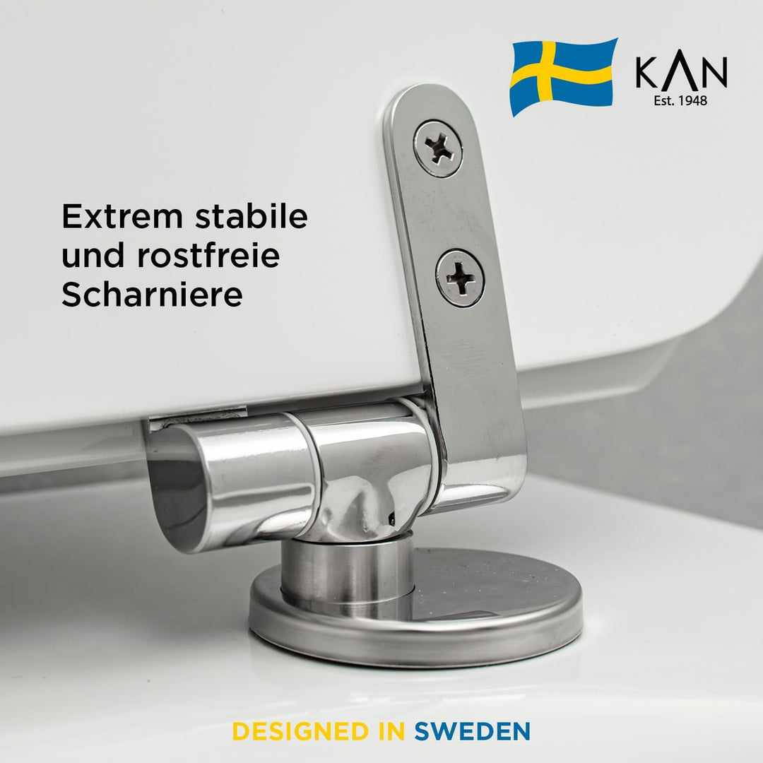 KAN Toilettendeckel mit Absenkautomatik - Lund - Ovale Klobrille aus Holz mit Universeller Passform