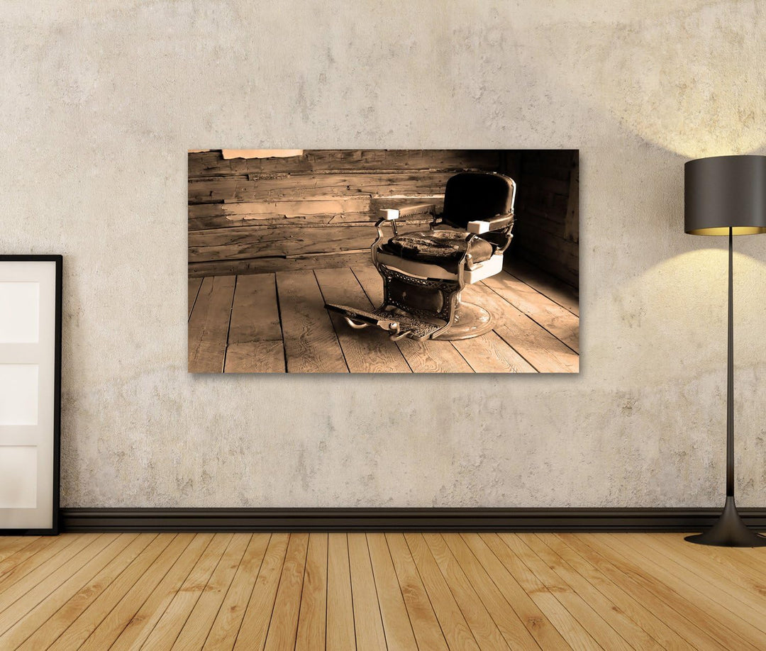 Bild Bilder auf Leinwand EIN Alter Western Friseur/Zahnarztstuhl Wandbild, Poster, Leinwandbild JZU,