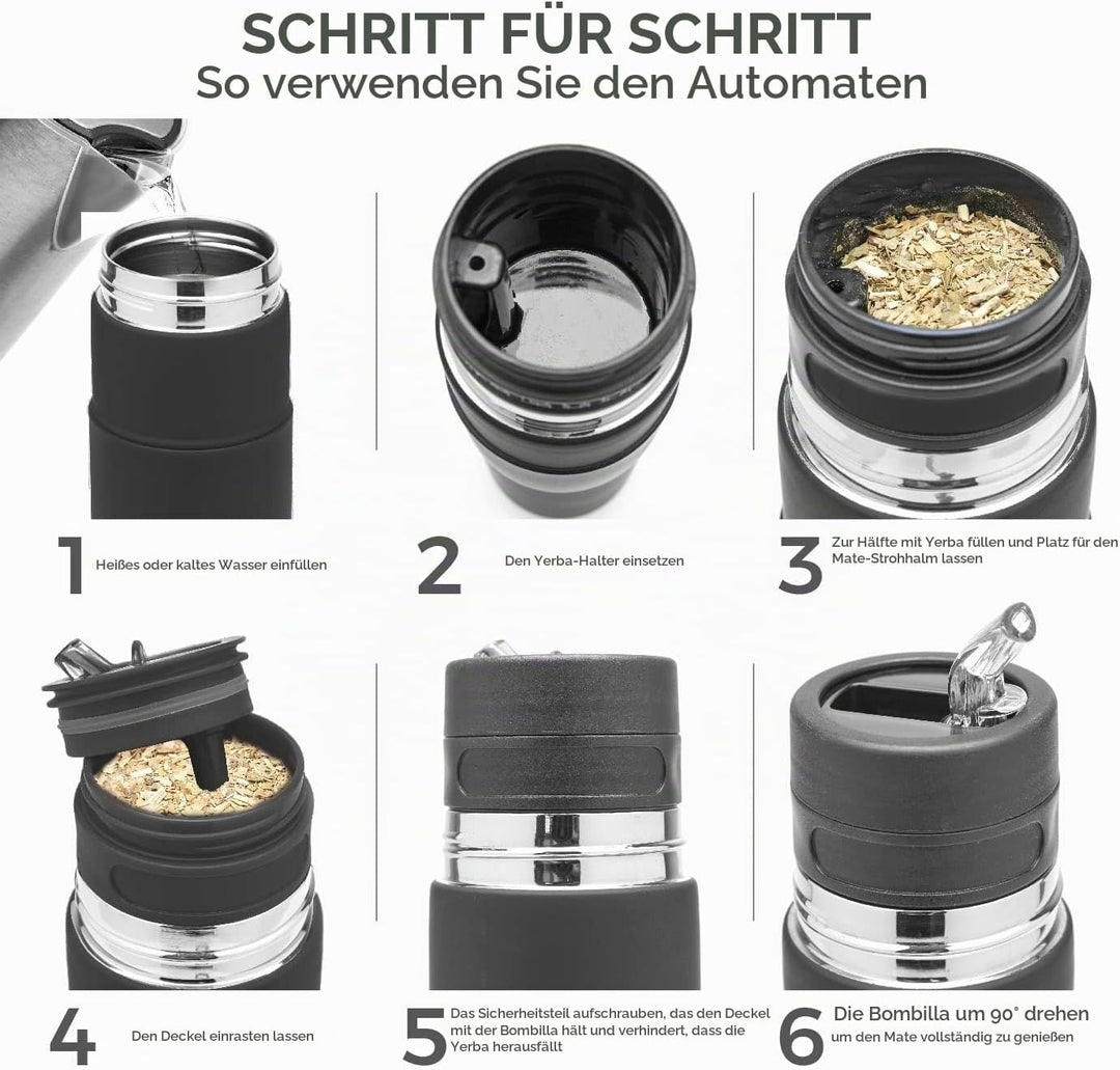 BALIBETOV 750 ml AutoMate Yerba Mate Thermobehälter – Mate Cup und Bombilla – Thermobehälter, Mate u
