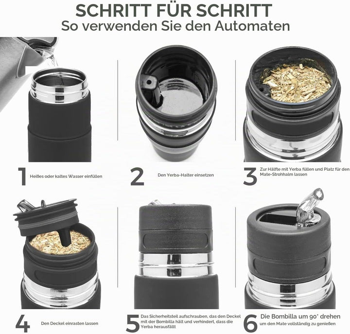 BALIBETOV 750 ml AutoMate Yerba Mate Thermobehälter – Mate Cup und Bombilla – Thermobehälter, Mate u