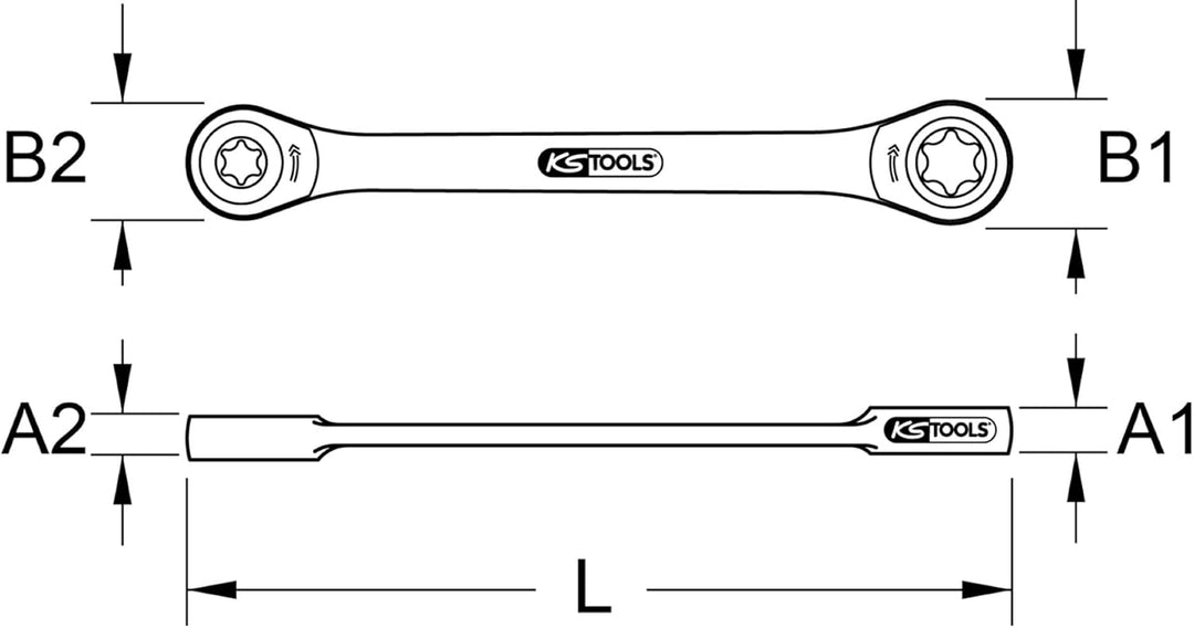 KS Tools 503.4353 GEARplus TX-E-Doppel-Ratschenringschlüssel,E10xE12, E10xE12