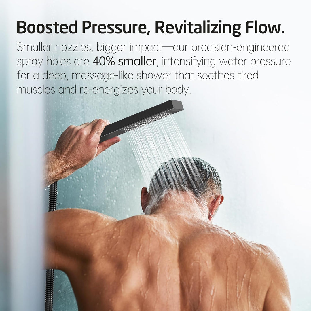KES Unterputz Duscharmatur Set Duschkopf Regendusche Schwarz 3 Funktionen mit Handbrause Duschschlau