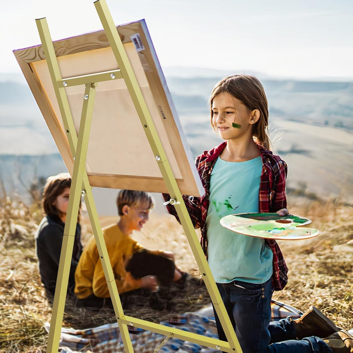 Goldfarbener Staffeleiständer für Schilder, Robuster Metall-Präsentationsständer mit verstellbarer K