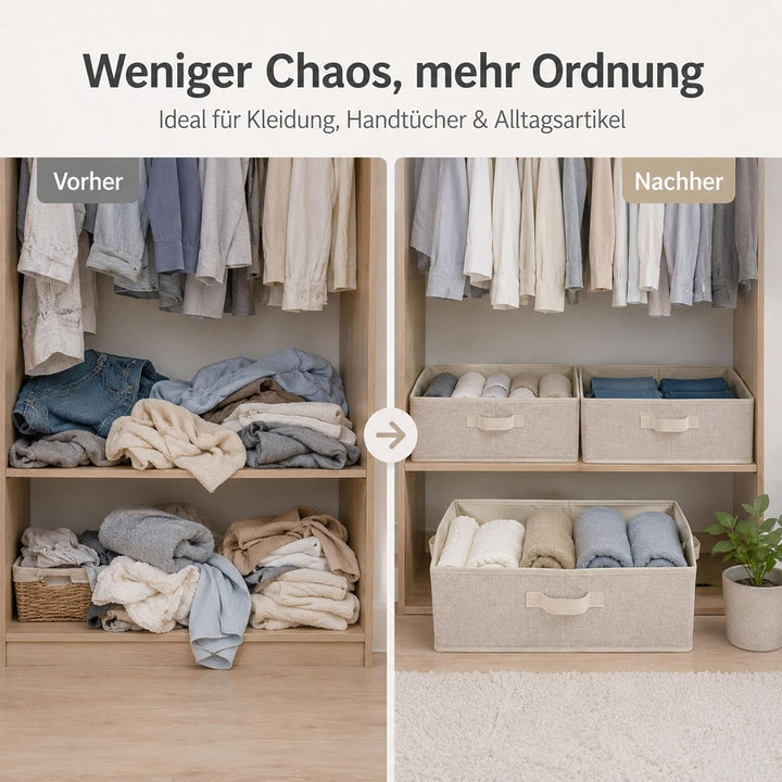 URMONA Aufbewahrungsbox 2 Stück mit Griffen, 28L Faltbare Aufbewahrungskörbe aus Stoff, 50 × 28,5 ×