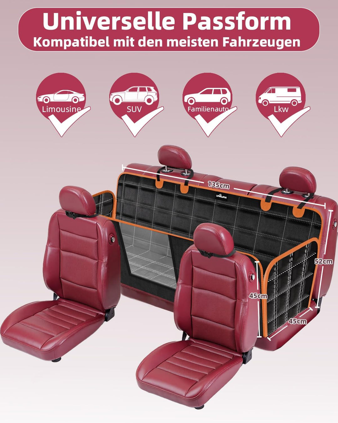 Hundedecke Auto Rückbank 100% Wasserdicht Kratzfeste Autoschondecke Hund Rücksitz mit Seitenschutz u