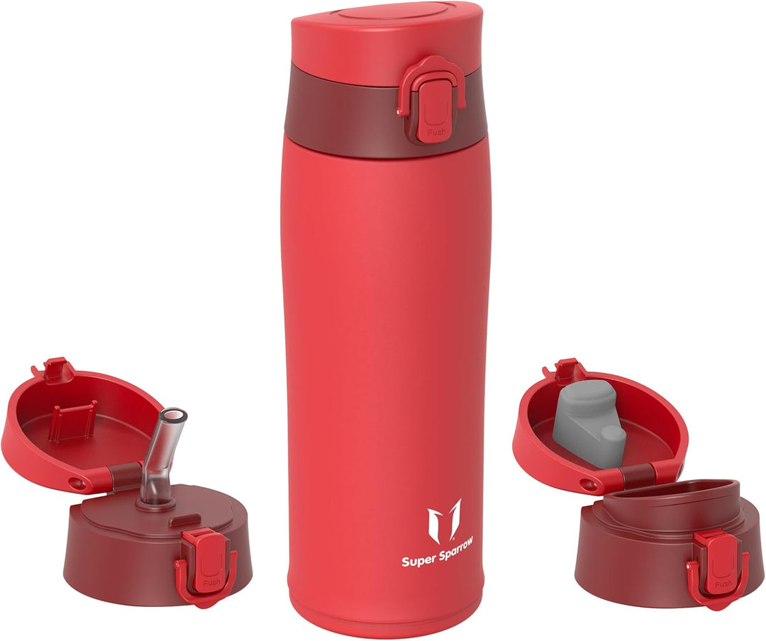 Super Sparrow Trinkflasche Edelstahl 18/8 - Trinkbecher - 500ml - BPA-Frei, Auslaufsicher Thermobech
