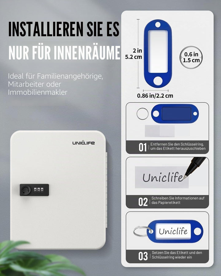Uniclife 48 Position Schlüssel Kabinett mit Kombination Lock Resettable Weiss Digital Security Stora