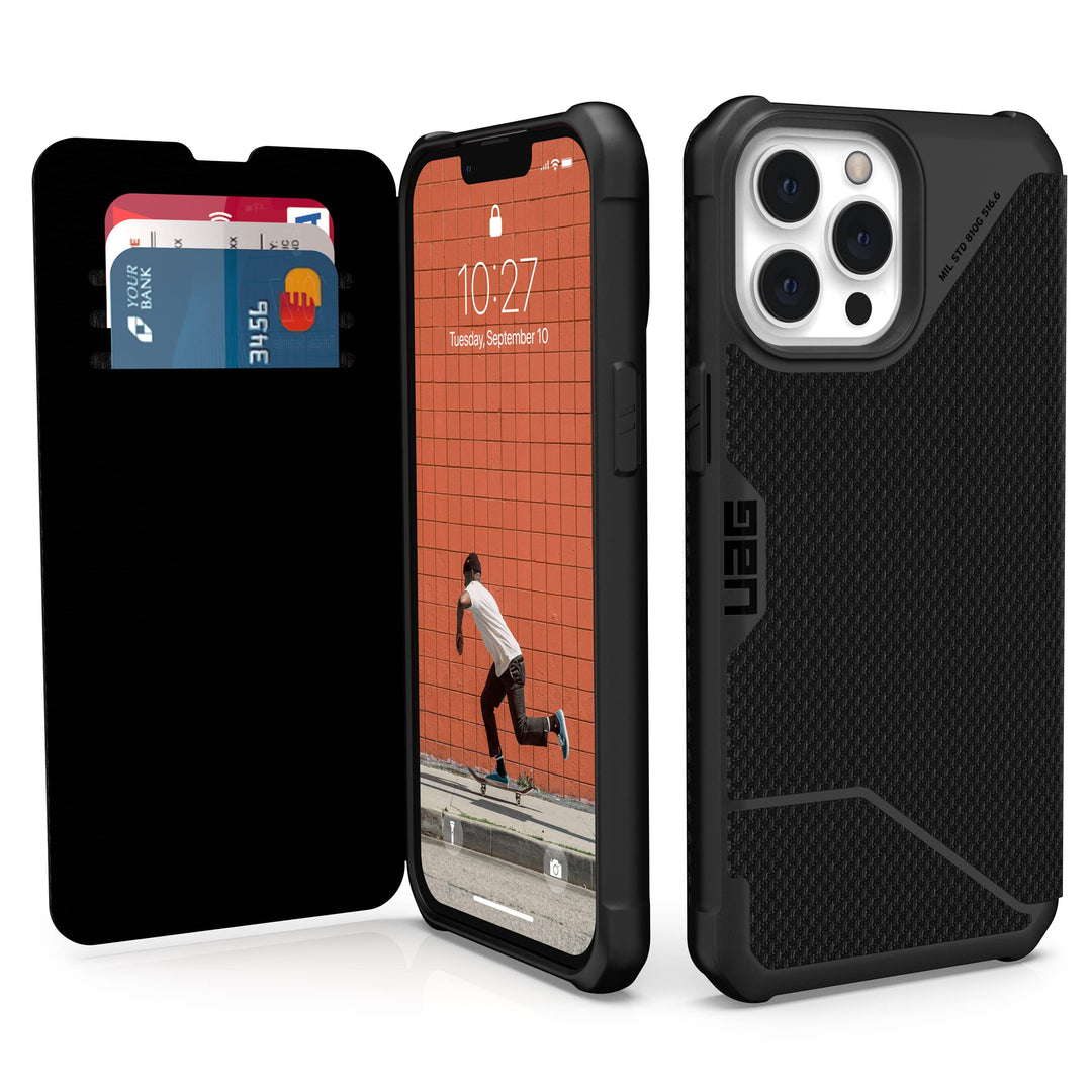 Urban Armor Gear Metropolis Folio Hülle kompatibel mit Apple iPhone 13 Pro Max Wireless Charging (Qi