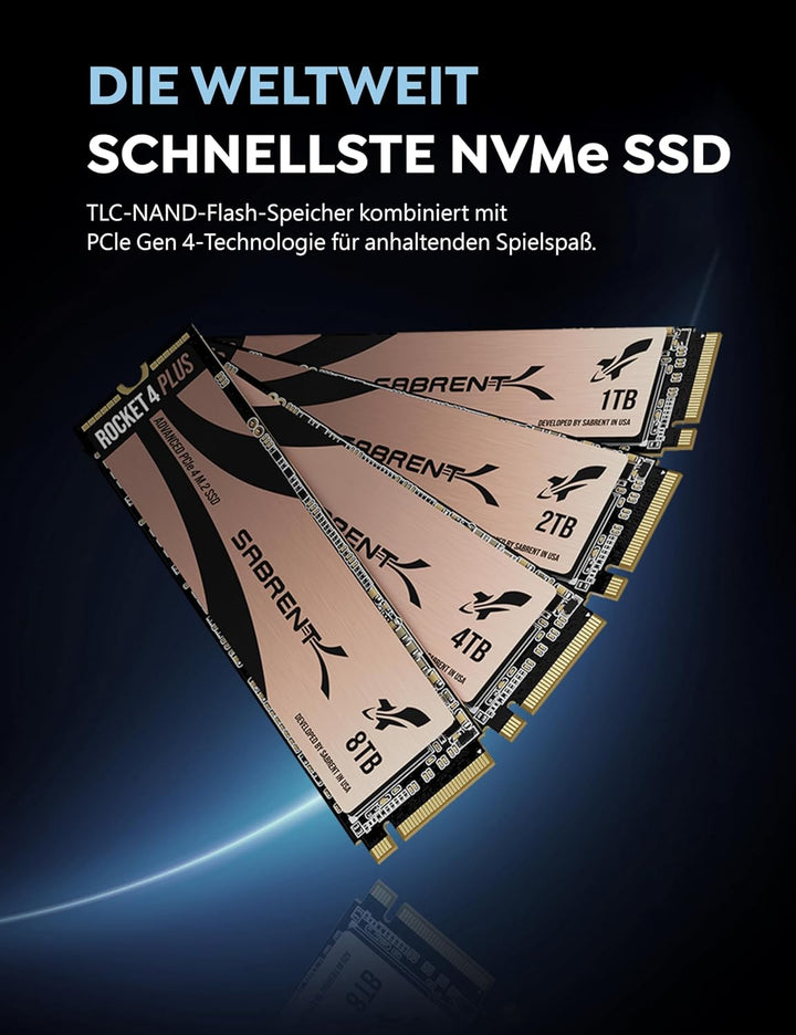 Sabrent M.2 NVMe SSD 2TB Gen 4 mit PS5 Kühlkörper, Internes Solid State 7100 MB/s Lesen, PCIe 4.0 in