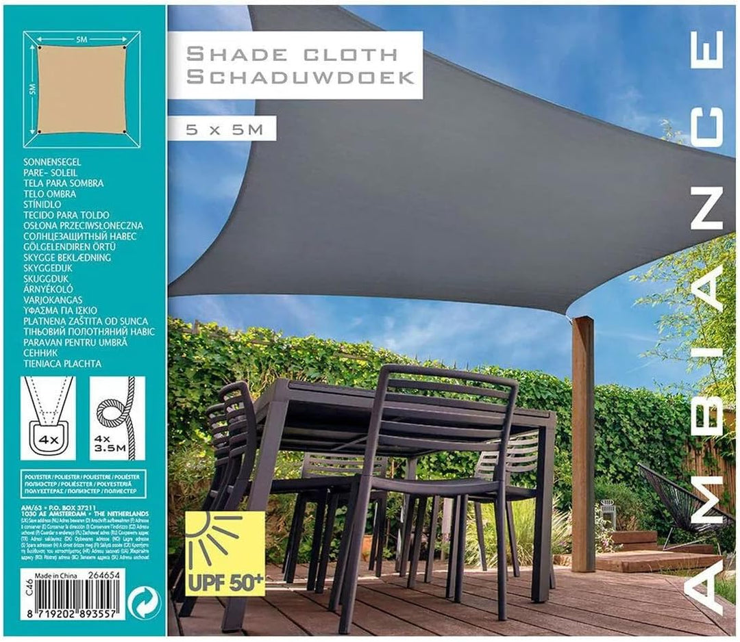 AMBIANCE Square Candle Awning Sand Colour 5 x 5 m