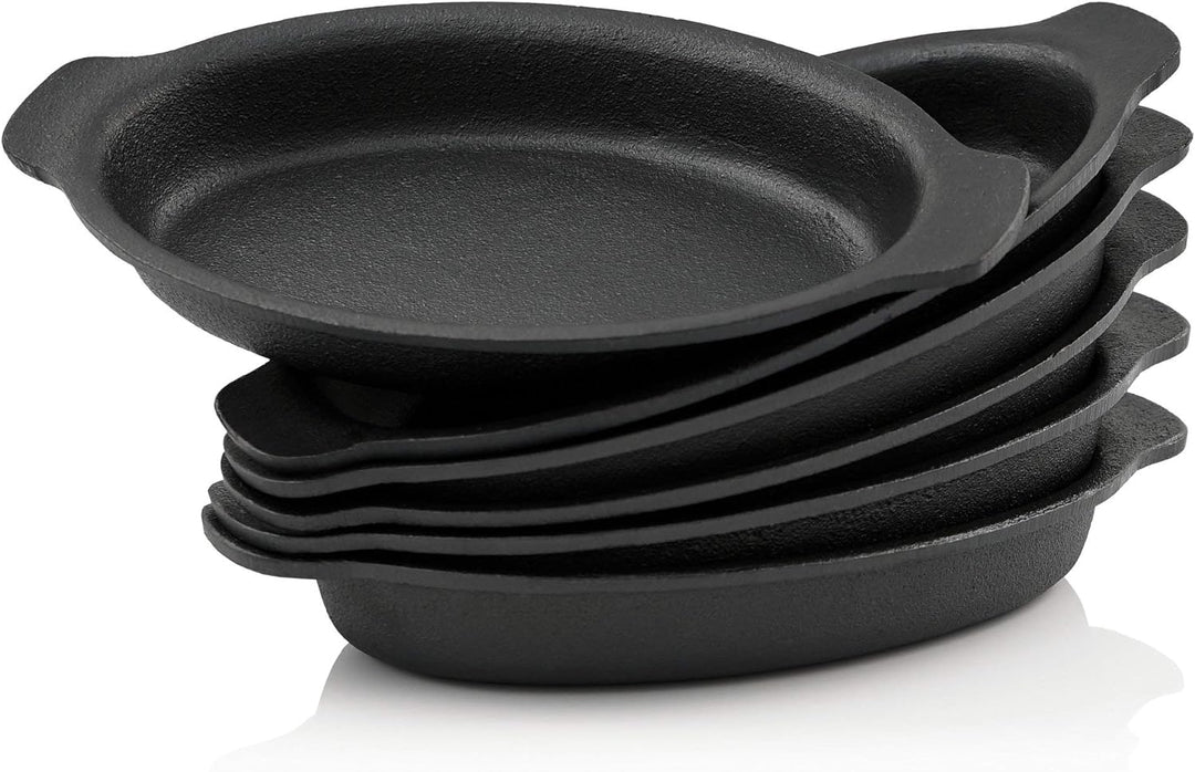 BBQ-Toro Gusseisen Servierpfännchen Set (6-er Pack) | 22,5 x 13 cm - oval | bereits eingebrannt - pr